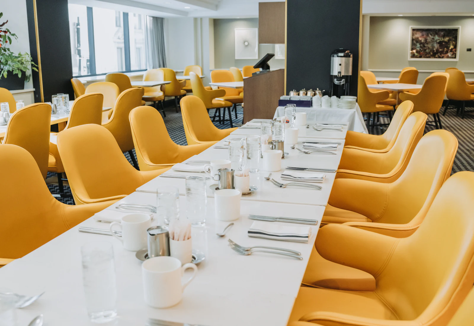 A long table set for a private dinner